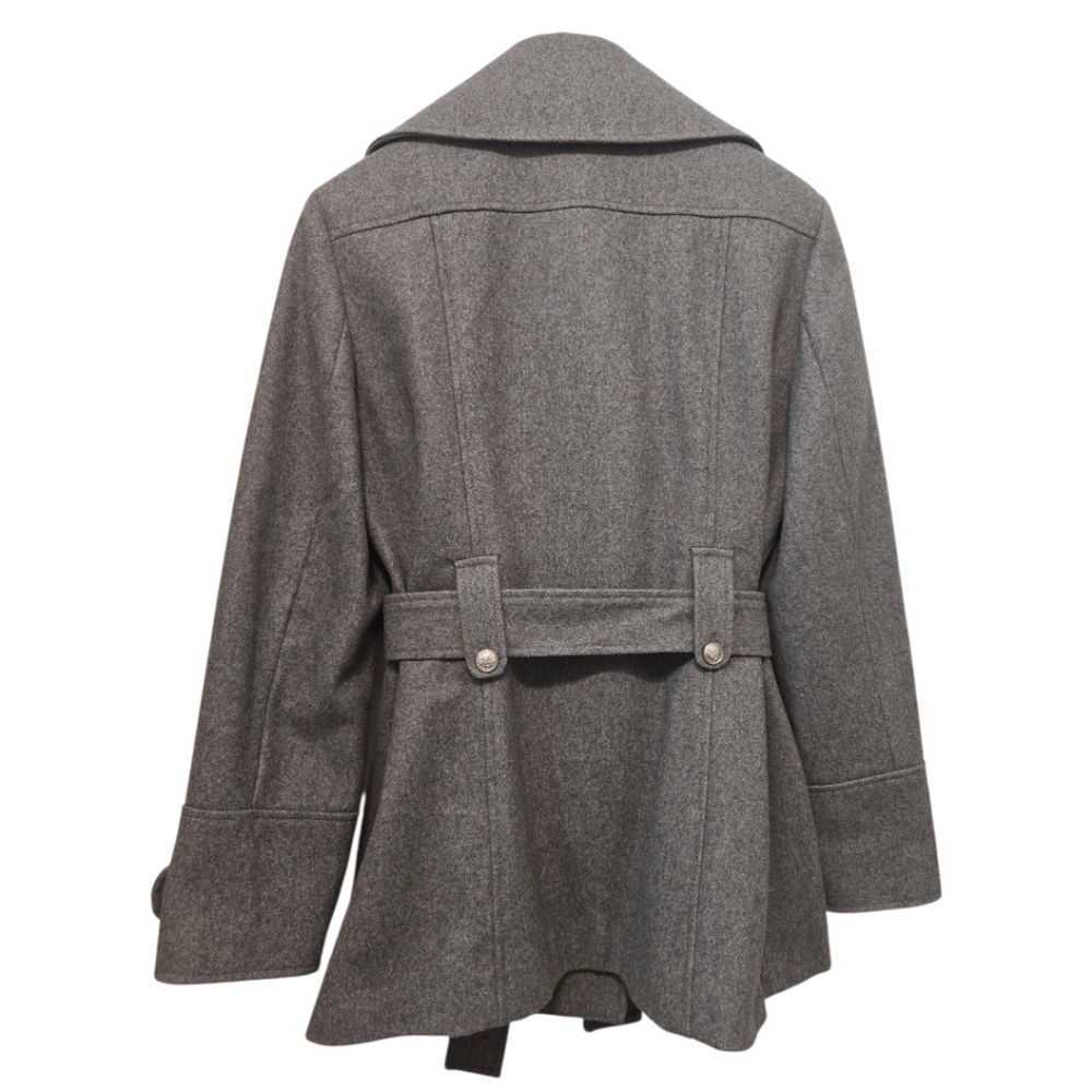 Laundry By Shelli Segal Gray Belted Wool Blend Jacket Coat Size Large - Picture 9 of 15